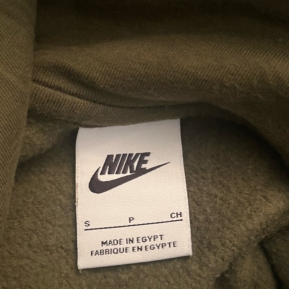 Nike Club Center Swoosh Hoodie AOP All Over Logo Olive Green Small DM7930-326 - Picture 5 of 6